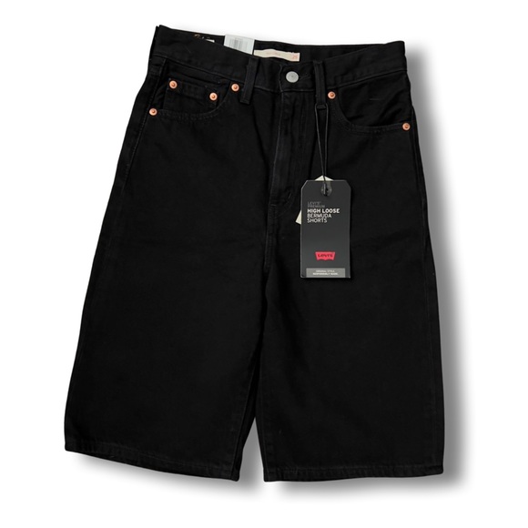 Levis Premium High Loose Bermuda Shorts Black - Picture 8 of 16